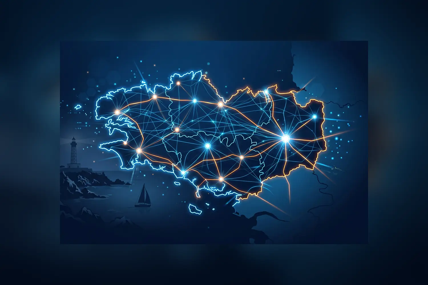 Carte du réseau Cybera Télécom en Bretagne