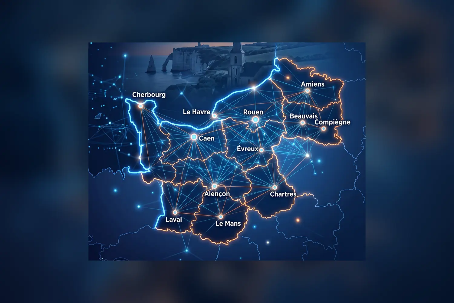 Carte du réseau Cybera Télécom en Normandie